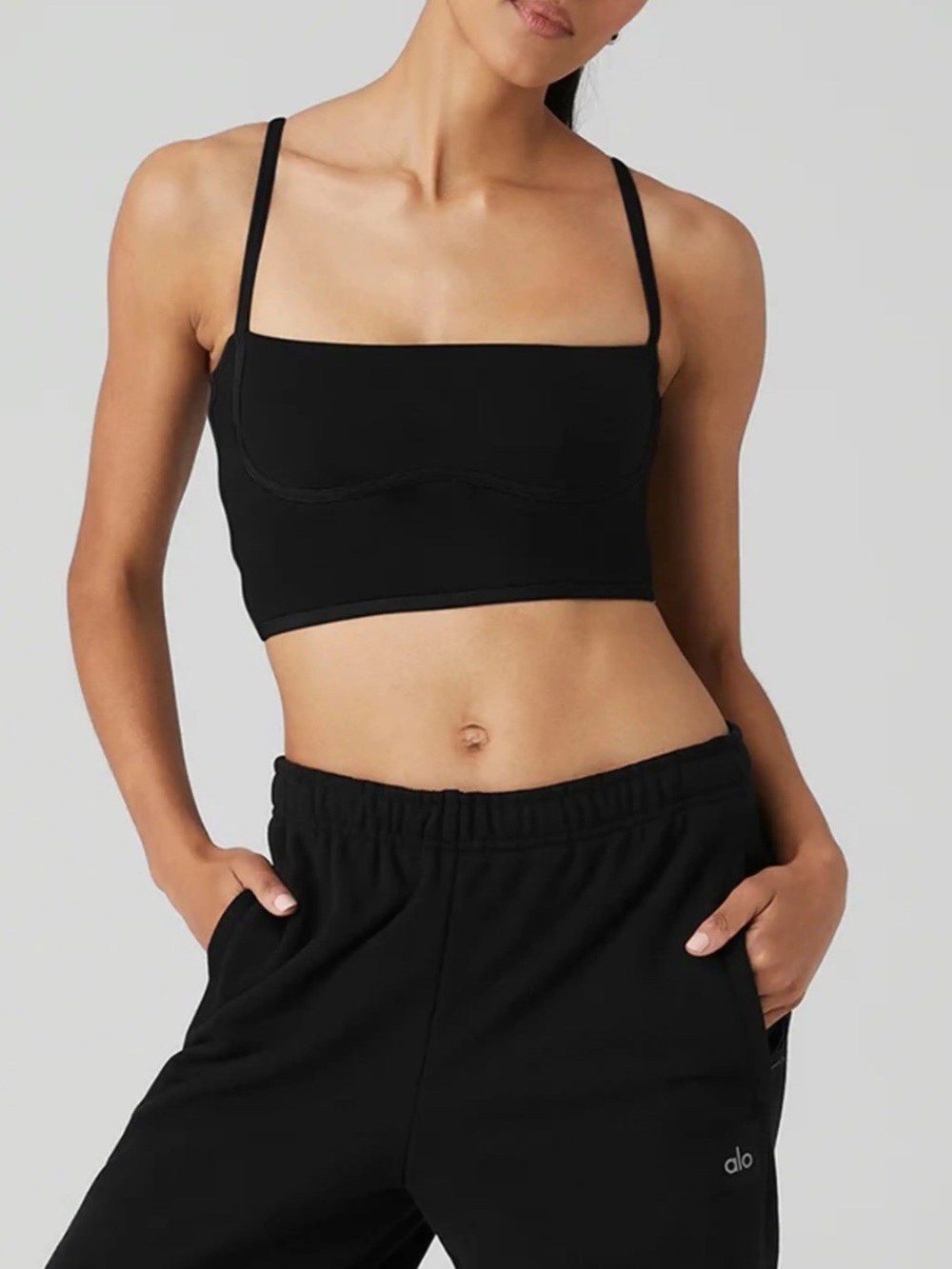 Alo Yoga Streamline Airbrush Crop Top in black size small